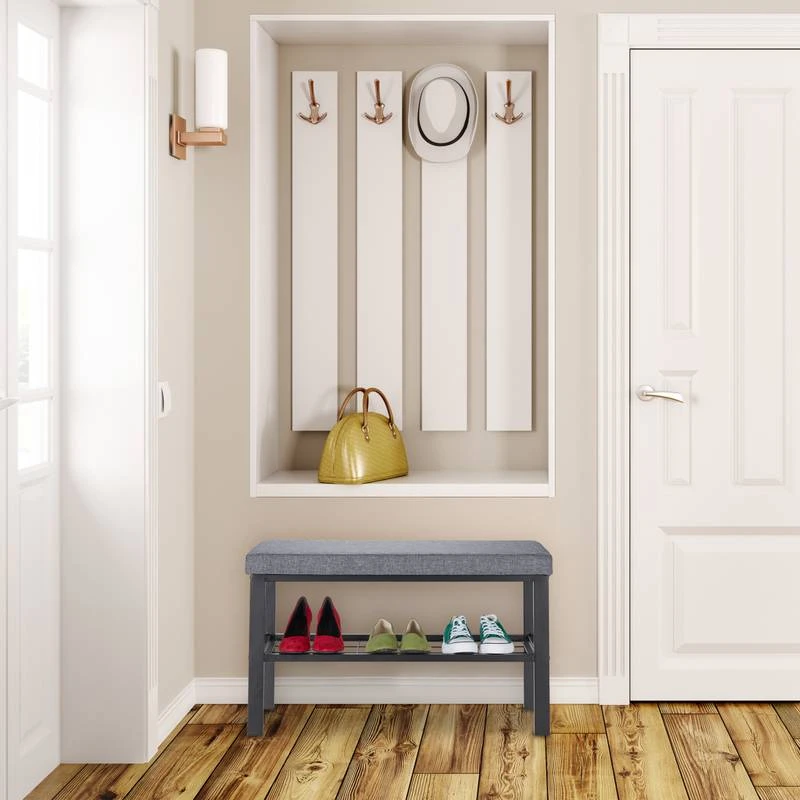 Banquette à Chaussures En Noir Et Gris 4 Banquette à Chaussures En Noir Et Gris – Image 2