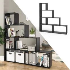 Étagère Escalier Asym Blanc -VIDAXL || BeCo || Emma Soldes 083f5962b4864a2d83d585413ae5aeb8