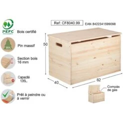 Coffre De Rangement En Pin Brut 135 Litr -VIDAXL || BeCo || Emma Soldes 0d561558d8724bca81de09a2e1cbdfb7