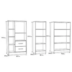 Étagères Wardell (3 éléments) -VIDAXL || BeCo || Emma Soldes 1000348170 220505 500 SKETCH DETAILS P000000001000348170 sketch