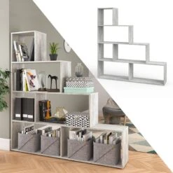 Étagère Escalier Asym Blanc -VIDAXL || BeCo || Emma Soldes 13c347330a084e148b7df661b06af9d0