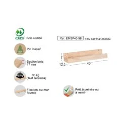 Etagère Murale En Pin Massif - L40 Cm -VIDAXL || BeCo || Emma Soldes 25d8a1795a1a47b39eb34fc22dc7e323