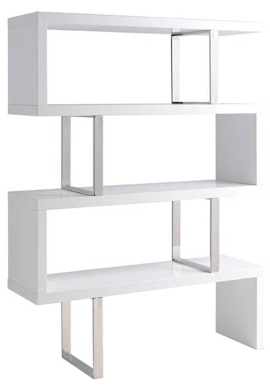 Étagère En Bois Blanc Et Acier Chromé 3 Étagère En Bois Blanc Et Acier Chromé