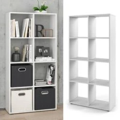 Etagère Scutum Blanc 8 Compartiments -VIDAXL || BeCo || Emma Soldes 2d93bd42518c41ea8951b8ca4deb7f72