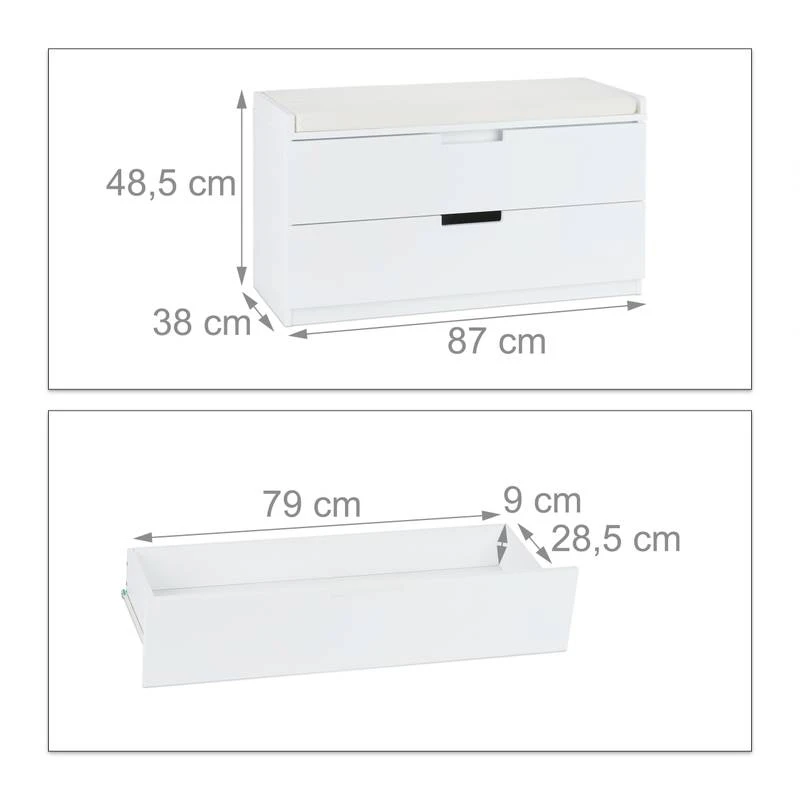 Banc-commode Rembourré Avec 2 Tiroirs 12 Banc-commode Rembourré Avec 2 Tiroirs – Image 10