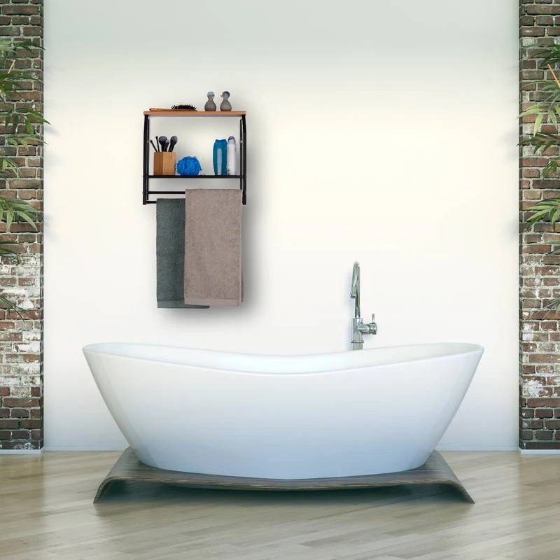 Étagère Murale Avec Porte-serviette Noir 6 Étagère Murale Avec Porte-serviette Noir – Image 4