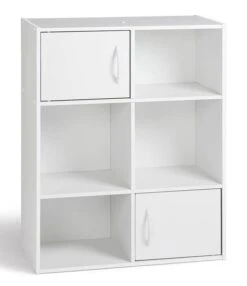 Etagère De Rangement 6 Cases 2 Portes