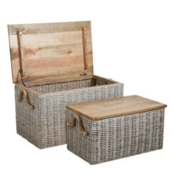 Coffre En Poelet Blanchi (Lot De 2)