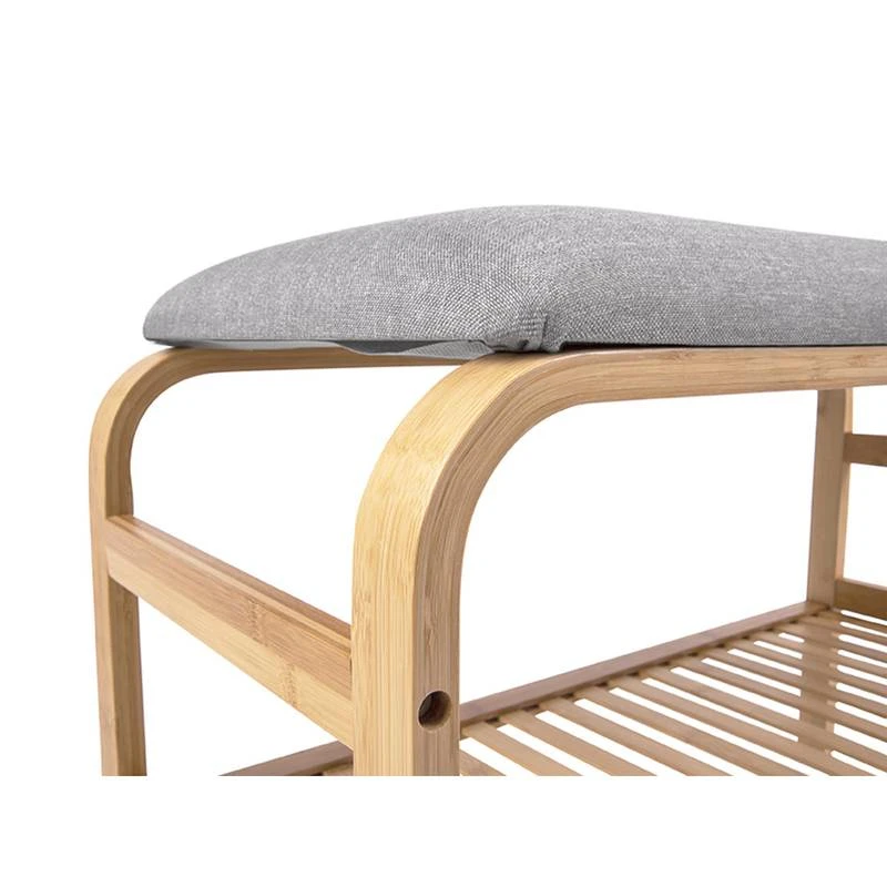 Leitmotiv Banc En Bois Et Tissu Gris 5 Leitmotiv Banc En Bois Et Tissu Gris â Image 3