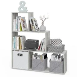 Étagère Escalier Asym 4 Compartiments -VIDAXL || BeCo || Emma Soldes 574fe3b2469b44f8b22d1cb779087dff