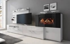 Meuble Avec Cheminée Blanc/Blanc Laqué