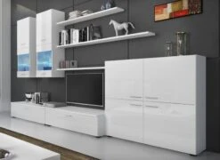 Meuble Salon Ilum.LED Blanc/Blanc Mat