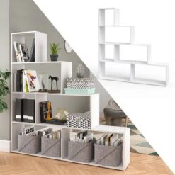 Étagère Escalier Asym Blanc -VIDAXL || BeCo || Emma Soldes 7db7bd88fc9a406397d5ad6634a9617c