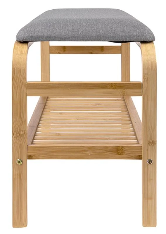 Leitmotiv Banc En Bois Et Tissu Gris 4 Leitmotiv Banc En Bois Et Tissu Gris â Image 2