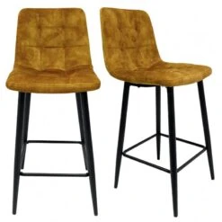 Lot 2 Chaises De Bar Jaune Moutarde NAMI