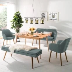 Banquette TILANDA -VIDAXL || BeCo || Emma Soldes armlehnenstuhl tilanda iii webstoff eiche massiv mintgrau 5061636