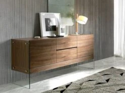 Buffet En Bois De Noyer Et Verre Trempé -VIDAXL || BeCo || Emma Soldes bd25a0678178410cbf9fbc8cf15130c8