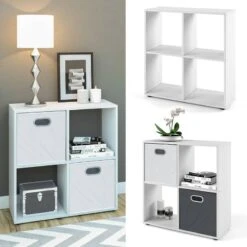 Etagère Tetra Blanc 4 Compartiments 12 Etagère Tetra Blanc 4 Compartiments -VIDAXL || BeCo || Emma Soldes d2c1ca41211845ed806a2a1cca960e69