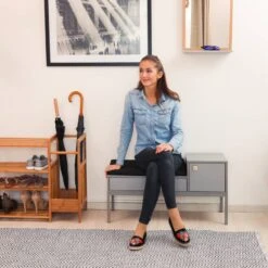 Commode D’entrée Grise Coussin Rembourré -VIDAXL || BeCo || Emma Soldes ddc47db92a0a4463a62d22ba4677f786