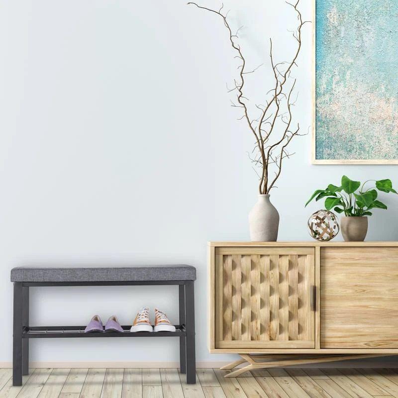 Banquette à Chaussures En Noir Et Gris 6 Banquette à Chaussures En Noir Et Gris – Image 4