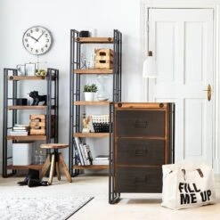 Etagère Manchester -VIDAXL || BeCo || Emma Soldes regal manchester i akazie massiv metall 4873020