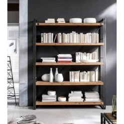 Étagère MANCHESTER 4 Rangements 150 Cm -VIDAXL || BeCo || Emma Soldes regal manchester ii akazie massiv metall 4873132