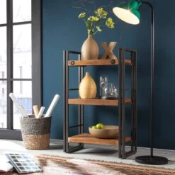 Étagère MANCHESTER 2 Rangements -VIDAXL || BeCo || Emma Soldes regal manchester iii akazie massiv metall 2953537