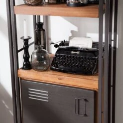 Étagère MANCHESTER 2 Rangements 1 Porte -VIDAXL || BeCo || Emma Soldes regal manchester v akazie massiv metall akazie anthrazit 4877320