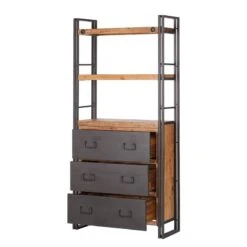 Étagère MANCHESTER 2 Compart. 3 Tiroirs -VIDAXL || BeCo || Emma Soldes regal manchester vi anthrazit akazie dekor 4877252