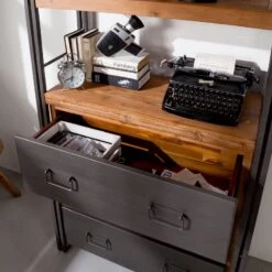 Étagère MANCHESTER 2 Compart. 3 Tiroirs -VIDAXL || BeCo || Emma Soldes regal manchester vi anthrazit akazie dekor 4877256