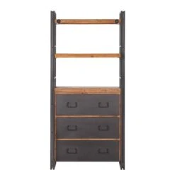 Étagère MANCHESTER 2 Compart. 3 Tiroirs -VIDAXL || BeCo || Emma Soldes regal manchester vi anthrazit akazie dekor 4877276