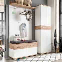 Coffre à Chaussures Nerola -VIDAXL || BeCo || Emma Soldes schuhbank nerola weiss eiche dekor 4245028