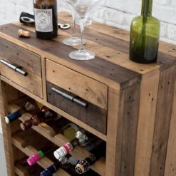 Range-bouteilles Tamati -VIDAXL || BeCo || Emma Soldes weinregal tamati altholz pinie metall pinie dunkel schwarz 4920708