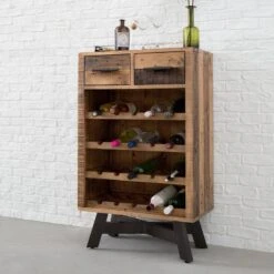 Range-bouteilles Tamati -VIDAXL || BeCo || Emma Soldes weinregal tamati altholz pinie metall pinie dunkel schwarz 4920712