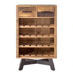 Range-bouteilles Tamati -VIDAXL || BeCo || Emma Soldes weinregal tamati altholz pinie metall pinie dunkel schwarz 4920732